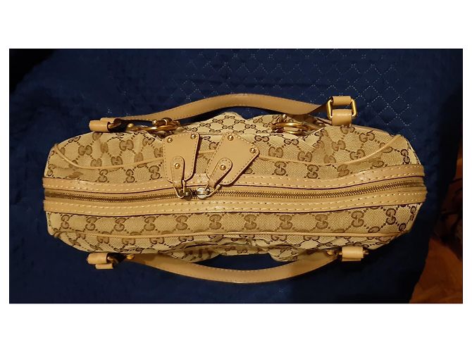 Gucci Handtasche beige aus Leder und Baumwolle - Ansicht 8
