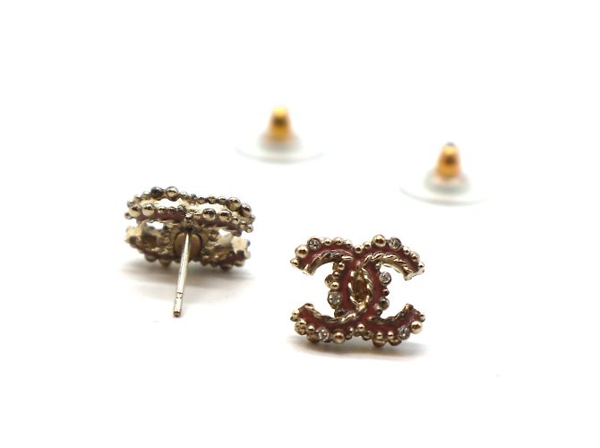 Chanel Gold Crystals CC Emaille Ohrstecker Golden - Ansicht 9