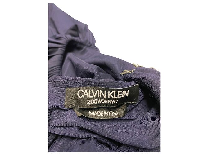 Calvin Klein Langarm-Etuikleid in Marineblau aus Polyamid - Ansicht 7