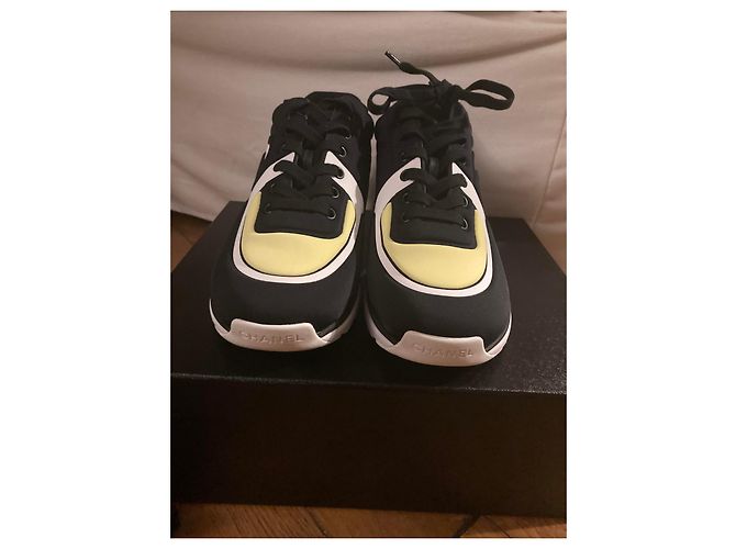 Scarpe da ginnastica Chanel Nero Bianco Giallo - vista 2