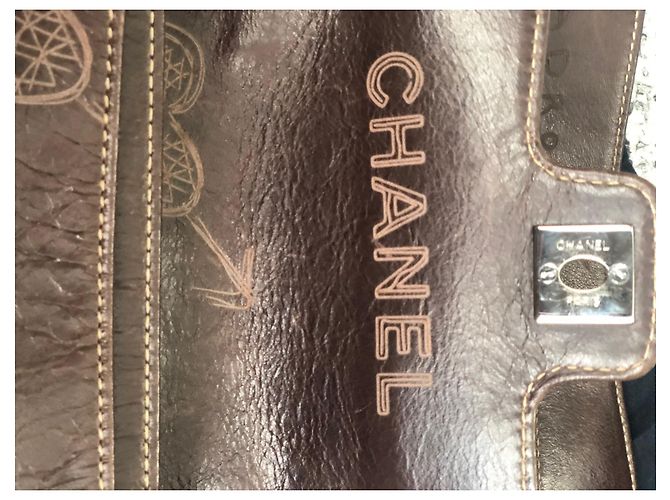 Timeless Chanel Handtaschen Braun Silber Hardware - Ansicht 13