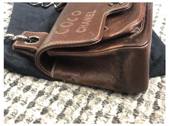 Timeless Chanel Handtaschen Braun Silber Hardware - Ansicht 17