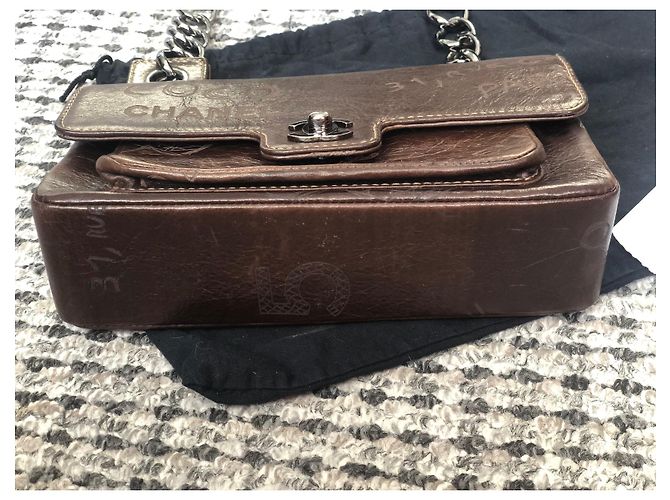 Timeless Chanel Handtaschen Braun Silber Hardware - Ansicht 18