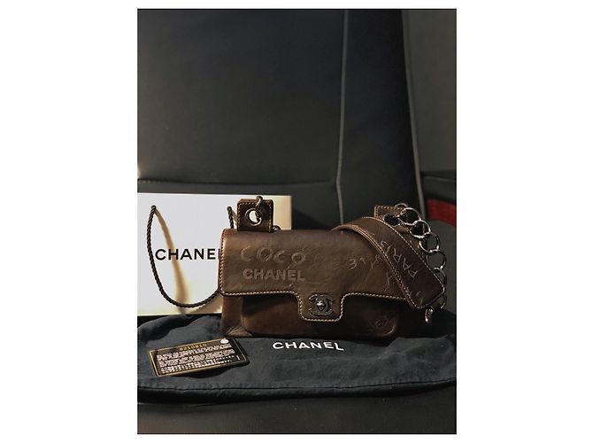 Timeless Chanel Handtaschen Braun Silber Hardware - Ansicht 2