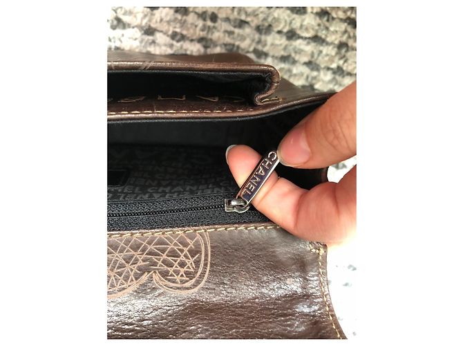 Timeless Chanel Handtaschen Braun Silber Hardware - Ansicht 5