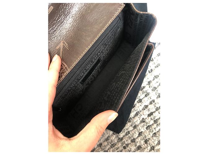 Timeless Chanel Handtaschen Braun Silber Hardware - Ansicht 6