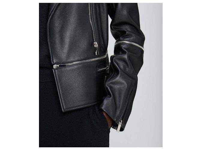 Christopher Kane Lederjacke, Gr. UK 10 /EU 38, Neu Schwarz - Ansicht 5