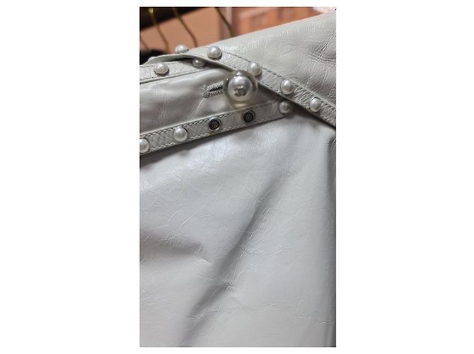 Chanel lined Breasted Ecru Leather jacket White - view 7