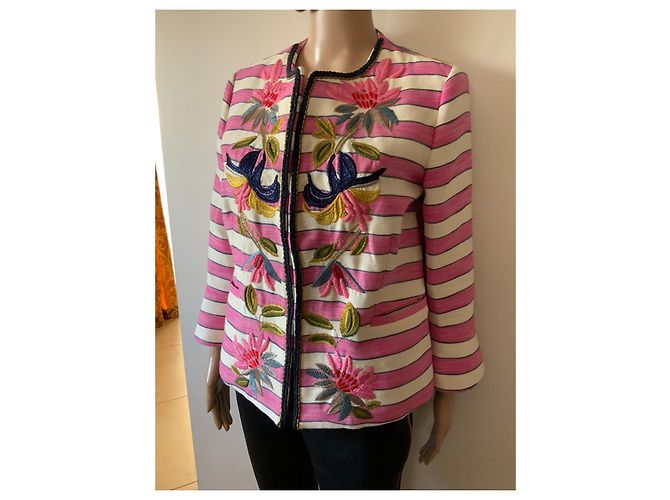 Autre Marque Chaqueta rosa bordada Bazar Deluxe de seda y algodón M - vista 2
