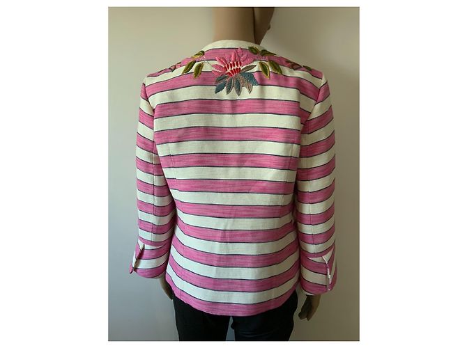 Autre Marque Chaqueta rosa bordada Bazar Deluxe de seda y algodón M - vista 3