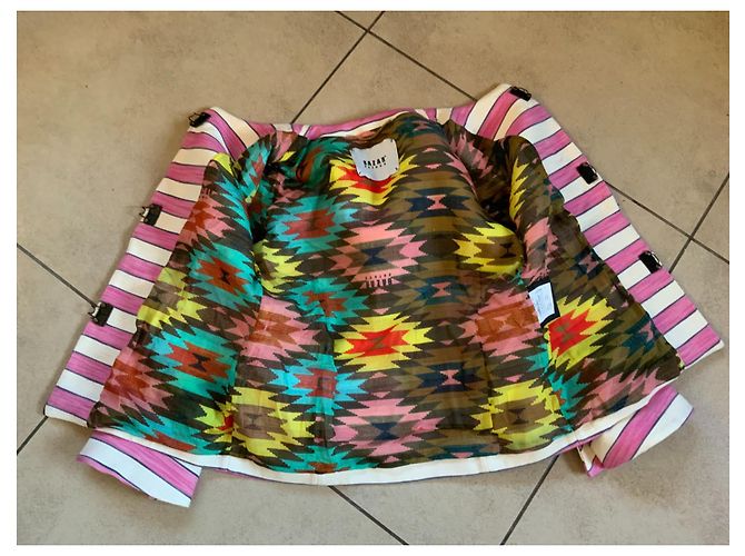 Autre Marque Chaqueta rosa bordada Bazar Deluxe de seda y algodón M - vista 4