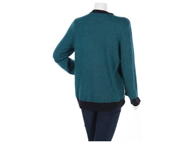 Cos Strickjacke Blau Schwarz Wollmischung - Ansicht 2