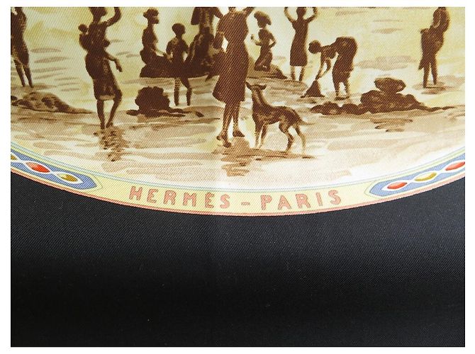 Hermès SCIARPA PIAZZA HERMES CAVALIERS PEULS FOUGEROLLE 90 SCIARPA IN SETA SETA NERA Nero - vista 3