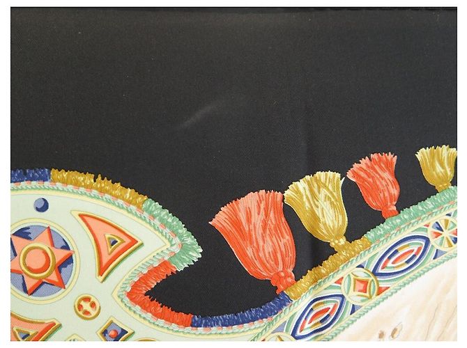 Hermès SCIARPA PIAZZA HERMES CAVALIERS PEULS FOUGEROLLE 90 SCIARPA IN SETA SETA NERA Nero - vista 8