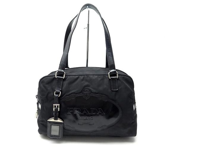 PRADA BORSA A SPALLA IN TELA DI NYLON NERA BORSA A MANO NERA - vista 2