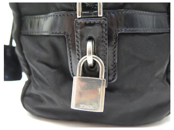 PRADA BORSA A SPALLA IN TELA DI NYLON NERA BORSA A MANO NERA - vista 9