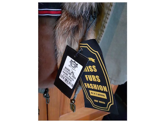 Autre Marque Parka de algodón con piel de zorro caqui - vista 2