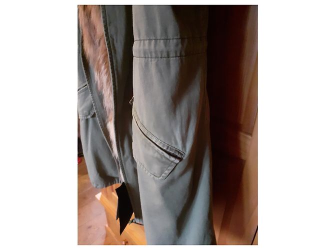 Autre Marque Parka de algodón con piel de zorro caqui - vista 4