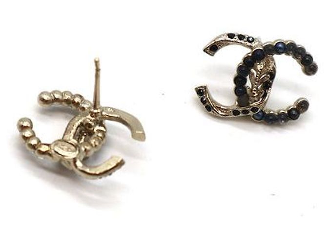 Orecchini Chanel Twist CC in oro nero con cristalli e perle - vista 10