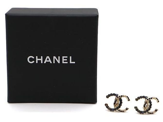 Orecchini Chanel Twist CC in oro nero con cristalli e perle - vista 2