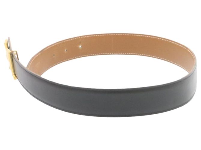 Hermès HERMES Constance H hebilla Cinturón Cuero Negro Oro Auth ki1088 Dorado - vista 2