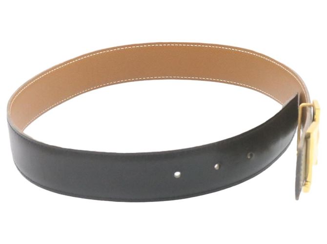 Hermès HERMES Constance H hebilla Cinturón Cuero Negro Oro Auth ki1088 Dorado - vista 3
