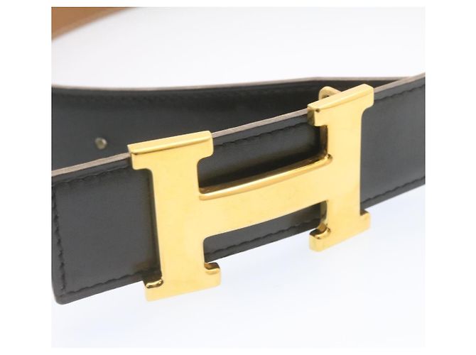 Hermès HERMES Constance H hebilla Cinturón Cuero Negro Oro Auth ki1088 Dorado - vista 4