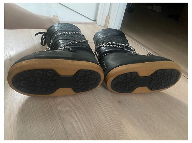 Chanel botas Preto Hardware prateado - vista 10