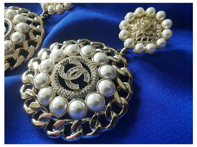 CHANEL XL Ohrstecker mit Perlen & Strass Golden - Ansicht 6