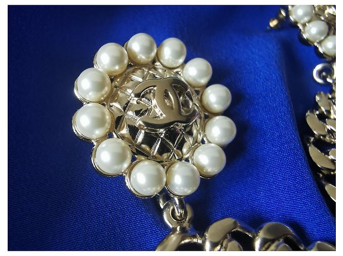 CHANEL XL Ohrstecker mit Perlen & Strass Golden - Ansicht 7