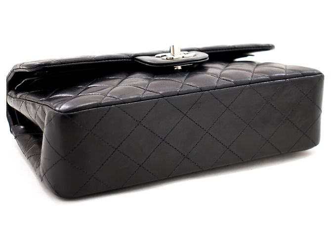 Chanel 2.55 Borsa a tracolla con catena argento con patta foderata Pelle di agnello nera Nero - vista 4