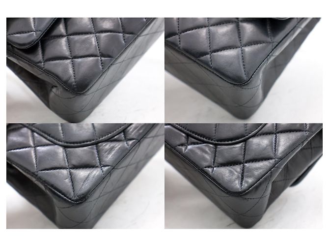 Chanel 2.55 Borsa a tracolla con catena argento con patta foderata Pelle di agnello nera Nero - vista 6