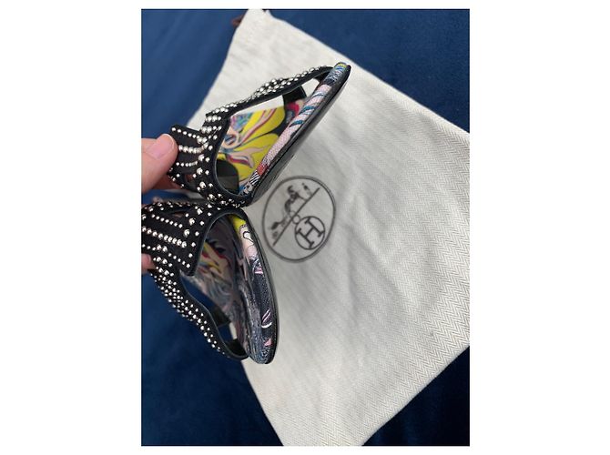 Oran Hermès Hermes Oasis Sandalen Schwarz - Ansicht 6