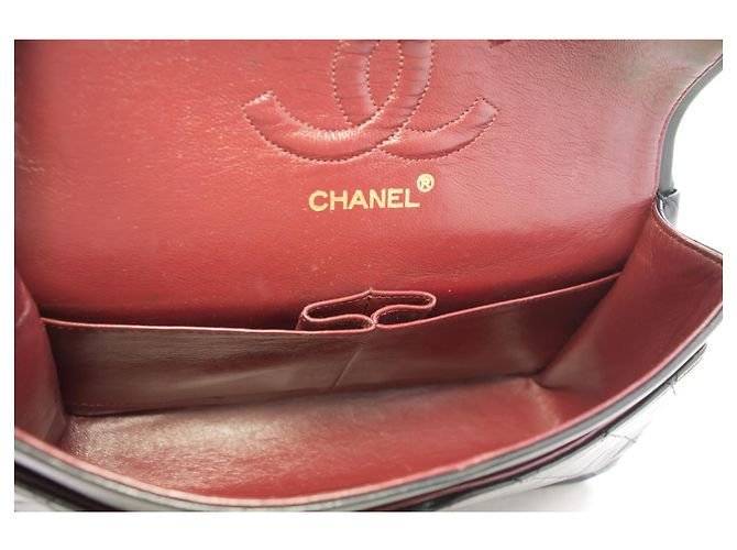 Chanel 2.55 Borsa a tracolla a catena media con patta foderata Pelle di agnello nera Nero - vista 10