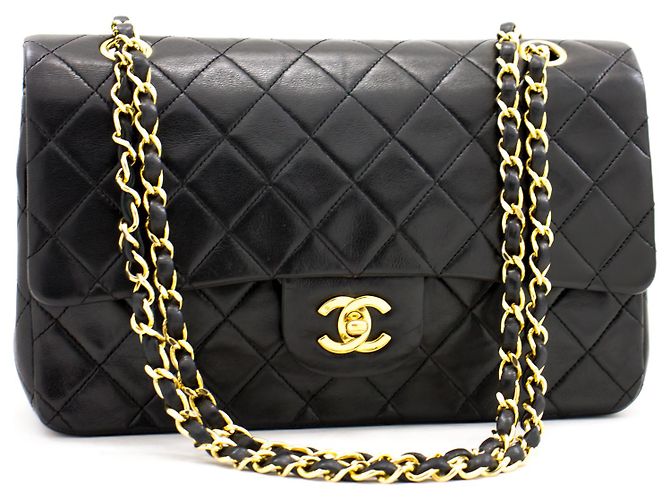 Chanel 2.55 Borsa a tracolla a catena media con patta foderata Pelle di agnello nera Nero - vista 2