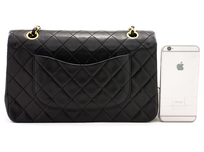 Chanel 2.55 Borsa a tracolla a catena media con patta foderata Pelle di agnello nera Nero - vista 3