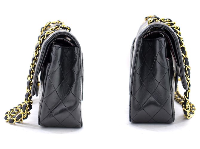 Chanel 2.55 Borsa a tracolla a catena media con patta foderata Pelle di agnello nera Nero - vista 5