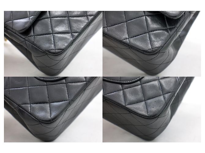 Chanel 2.55 Borsa a tracolla a catena media con patta foderata Pelle di agnello nera Nero - vista 6