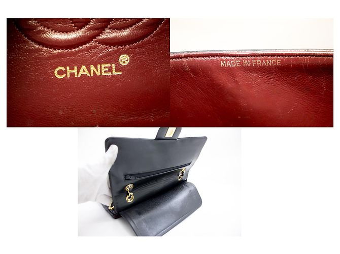 Chanel 2.55 Borsa a tracolla a catena media con patta foderata Pelle di agnello nera Nero - vista 8