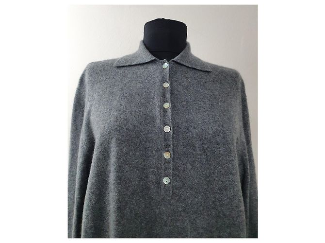 Autre Marque Donna Lane Polopullover aus Kaschmir in Grau - Ansicht 2