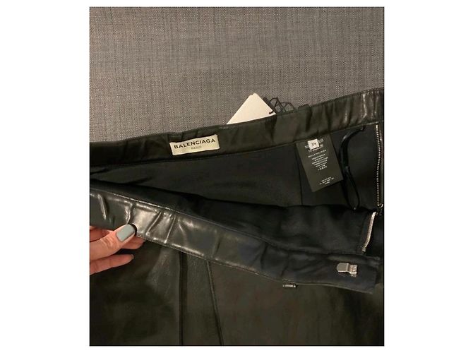 Falda de cuero negra Balenciaga Negro - vista 3