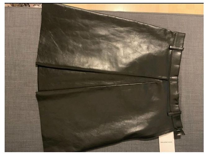 Falda de cuero negra Balenciaga Negro - vista 6