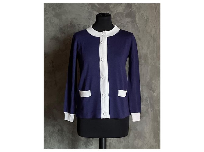 Prada Zweifarbiger Cardigan Blau Wolle - Ansicht 2