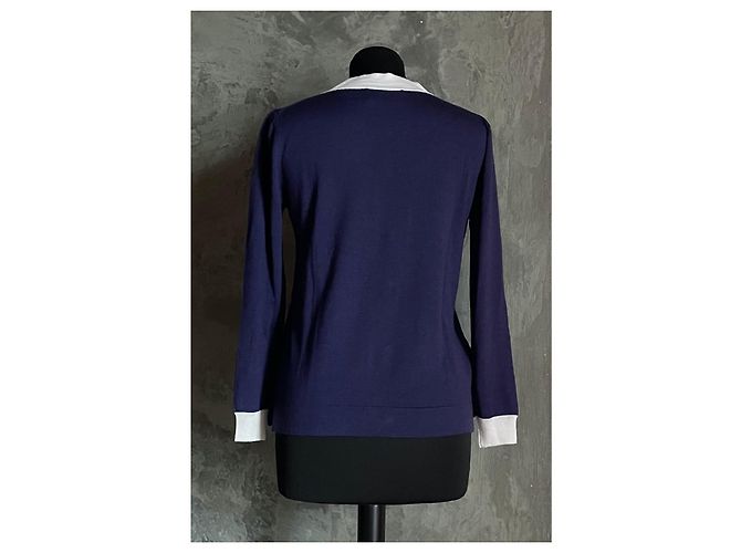 Prada Zweifarbiger Cardigan Blau Wolle - Ansicht 3