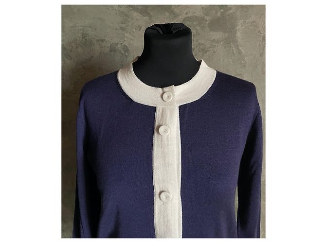 Prada Zweifarbiger Cardigan Blau Wolle - Ansicht 4