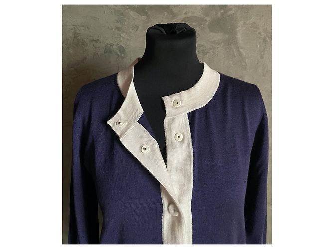 Prada Zweifarbiger Cardigan Blau Wolle - Ansicht 5