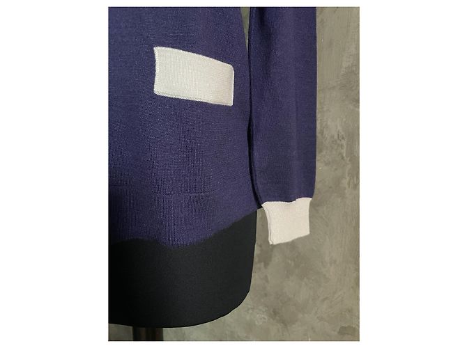 Prada Zweifarbiger Cardigan Blau Wolle - Ansicht 6