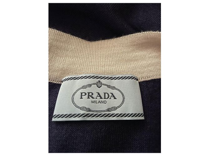 Prada Zweifarbiger Cardigan Blau Wolle - Ansicht 8