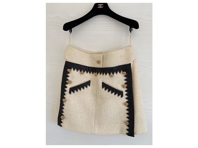 Cambon Chanel Falda elegante Negro Blanco Beige - vista 6