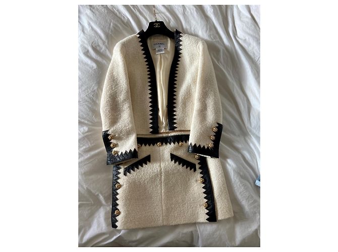 Cambon Chanel Falda elegante Negro Blanco Beige - vista 8